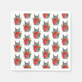 Servilleta De Papel Gato de flores