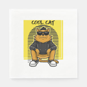 Servilleta De Papel Gato de Guay con gafas de sol y un suéter