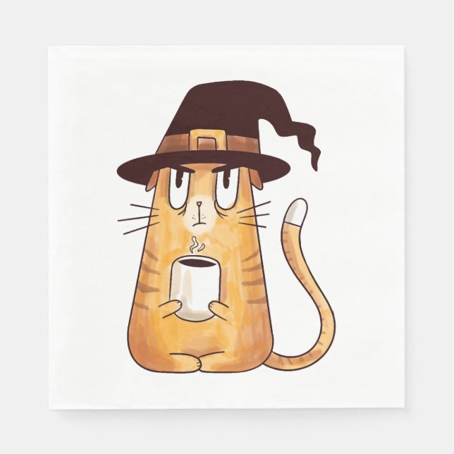 Servilleta De Papel Gato de Halloween (Anverso)