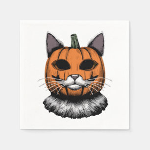 Servilleta De Papel Gato de Halloween, cara de calabaza