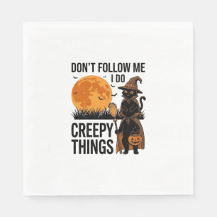 Servilleta De Papel Gato de Halloween Cosas espeluznantes Bruja divert