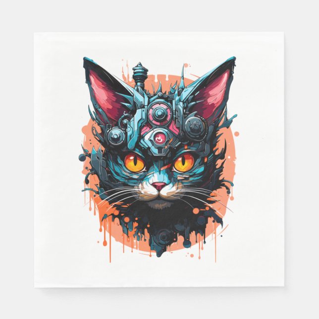 Servilleta De Papel Gato de Halloween espumoso (Anverso)