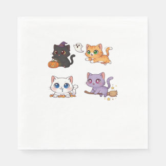 Servilleta De Papel Gato de Halloween Felino Espeluznante y Elegante