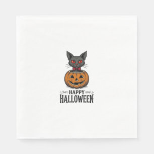 Servilleta De Papel Gato de Halloween Lindo Calabacín Vintage Espeluzn