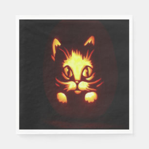 Servilleta De Papel Gato de Halloween naranja luminoso amarillo
