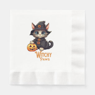 Servilleta De Papel Gato de Halloween Patas Brujas