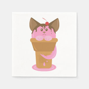 Servilleta De Papel Gato de helado de fresa