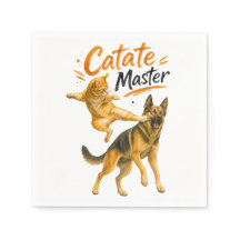 Gato de Karate Divertido Pateando Pastor Alemán
