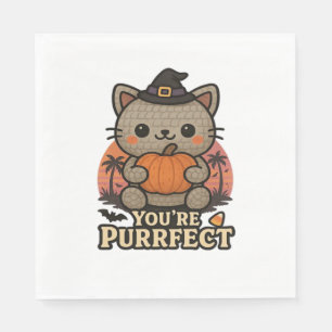 Servilleta De Papel Gato de Kawaii Halloween con calabaza, sabor a bru