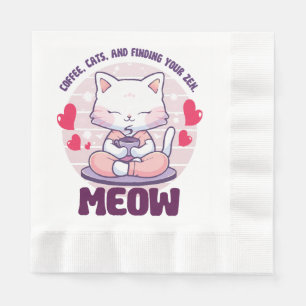 Servilleta De Papel Gato de meditación - Gato kawaii