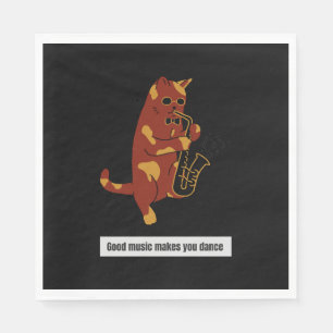 Servilleta De Papel Gato de música saxofón