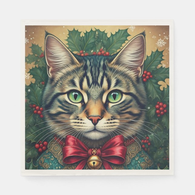 Servilleta De Papel Gato de navidades 2024 (Anverso)