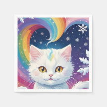 Gato de Navidades de nieve blanca