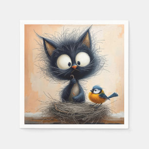 Servilleta De Papel Gato de ojos anchos escrupuloso sosteniendo un gus