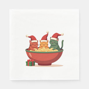 Servilleta De Papel Gato de Ramen de Navidad Santa Anime Maullido Gati