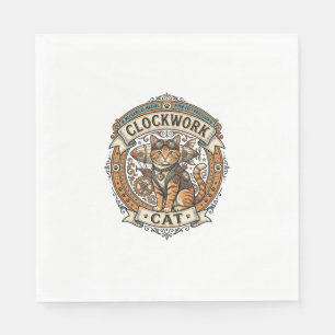 Servilleta De Papel Gato de relojería Gato Steampunk Arte vectorial vi