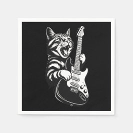 Servilleta De Papel Gato de Roca Tocando Guitarra Eléctrica | Amor por