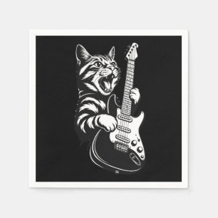 Servilleta De Papel Gato de Roca Tocando Guitarra Eléctrica Amor por