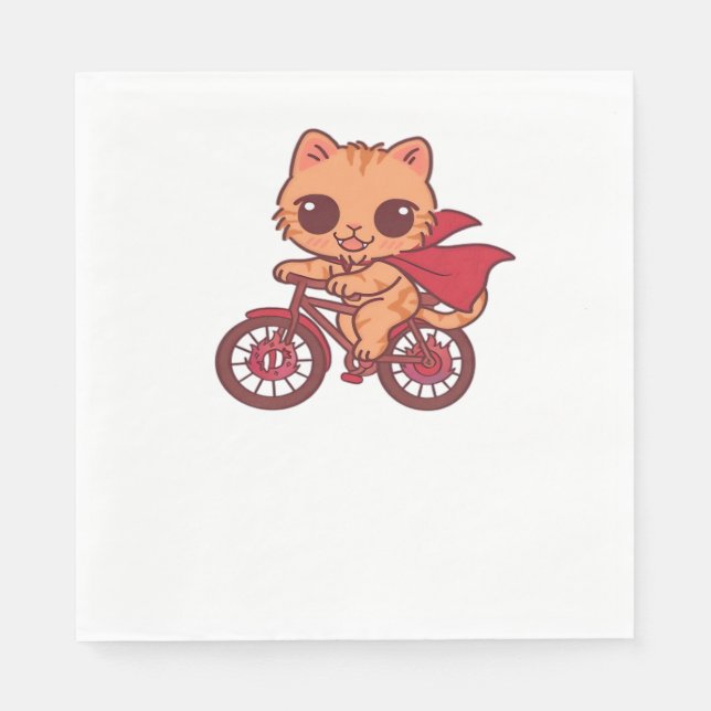 Servilleta De Papel Gato de vampiros en bicicleta de Halloween - Cute  (Anverso)