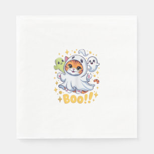 Servilleta De Papel Gato Divertido Boo Gato Fantasma Lindo de Hallowee