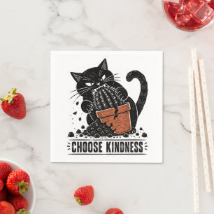 Servilleta De Papel Gato Divertido Elige Amabilidad Linograbado Meme