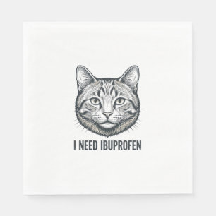 Servilleta De Papel Gato Divertido Ibuprofeno Diseño de Grabado Vintag
