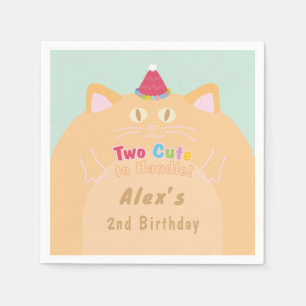 Servilleta De Papel Gato "Dos Cute para Manejar" Cumpleaños número 2 V