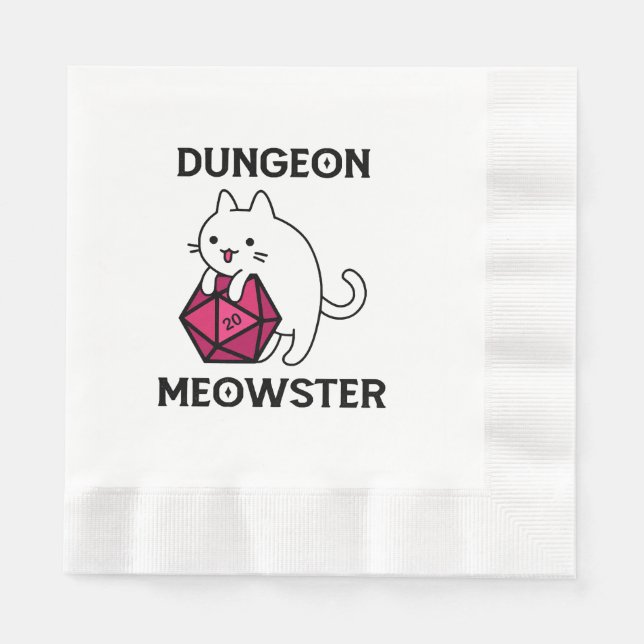 Servilleta De Papel Gato Dungeon Meowster Divertido (Anverso)