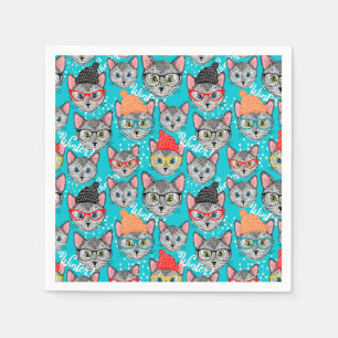 Servilleta De Papel Gato en el gorra