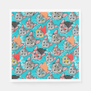 Servilleta De Papel Gato en el gorra