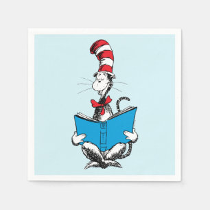 Servilleta De Papel Gato en el sombrero leyendo