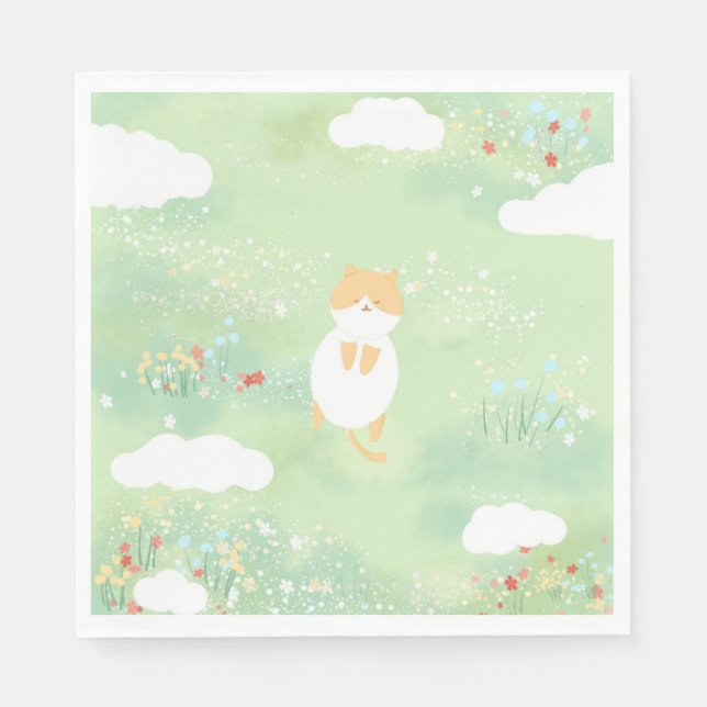 Servilleta De Papel gato en la hierba (Anverso)