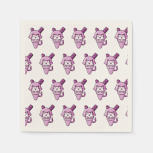Servilleta De Papel Gato en rosa de cono