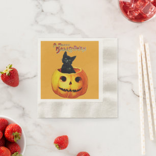 Servilleta De Papel Gato en servilletas de papel de calabaza