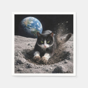 Servilleta De Papel Gato esmoquin excavando un cráter lunar