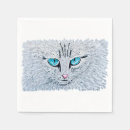 Servilleta De Papel Gato Esponjoso De Ojos Azules