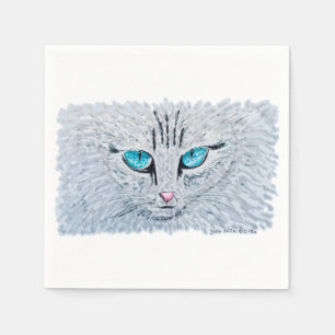 Servilleta De Papel Gato Esponjoso De Ojos Azules