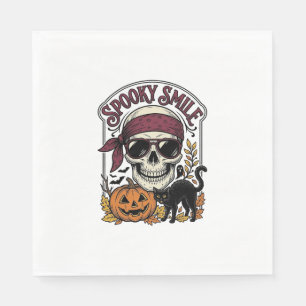 Servilleta De Papel Gato Esqueleto de Halloween Gráfico de Calabaza Vi