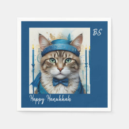 Servilleta De Papel Gato festivo disfrazado de hanukkah juguetón
