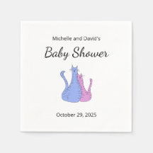 Gato gemelos azul rosado de Baby Shower