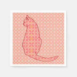 Servilleta De Papel Gato japonés - batik anaranjado coralino