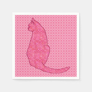 Servilleta De Papel Gato Japonés - Batik Rosa Fucsia