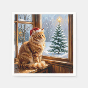 Servilleta De Papel Gato Jengibre de Navidad