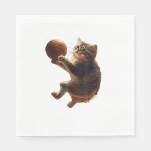 Servilleta De Papel Gato Jugando Baloncesto Gracioso Gatos Mamá Meow K
