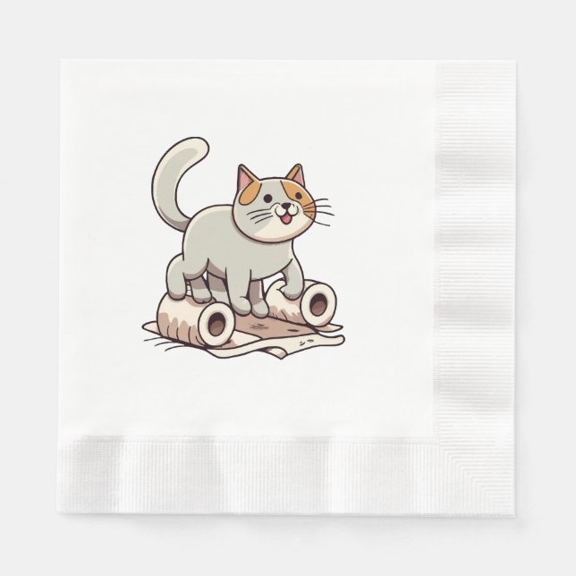 Servilleta De Papel Gato jugando con papel higiénico (Anverso)