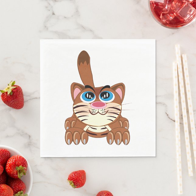 Servilleta De Papel Gato juguetón con los ojos azules, divertido Kitty (Subido por el creador)