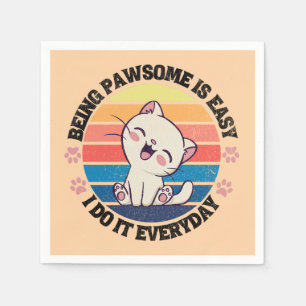 Servilleta De Papel Gato kawaii blanco