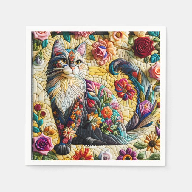 Servilleta De Papel Gato lindo Fantasy Vidrio manchado (Anverso)