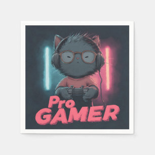 Servilleta De Papel Gato lindo "Pro Gamer" con audífonos