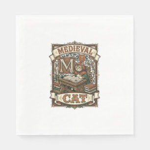 Servilleta De Papel Gato Medieval Manuscrito Medieval Vintage